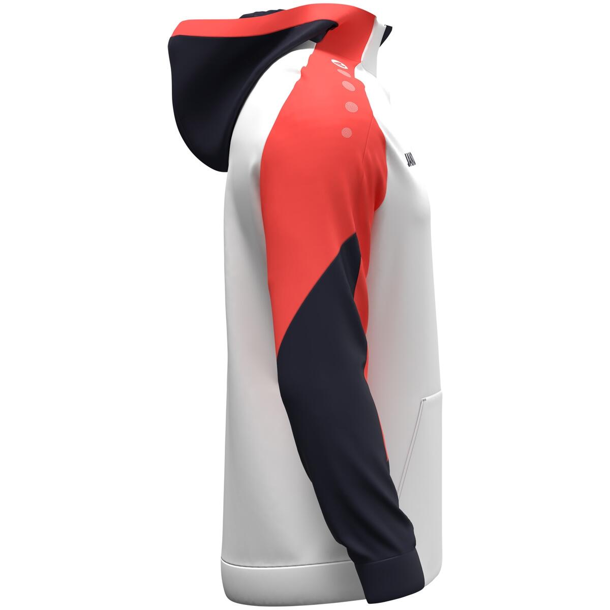 Jako Dynamic Hooded Half Zip Heren - Wit / Koraal / Marine 3/6