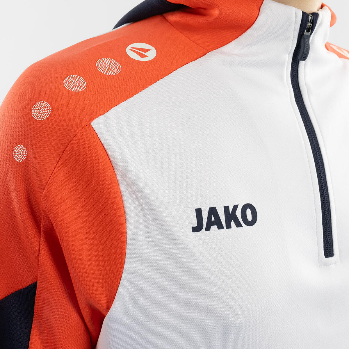 Jako Dynamic Hooded Half Zip Heren - Wit / Koraal / Marine 6/6