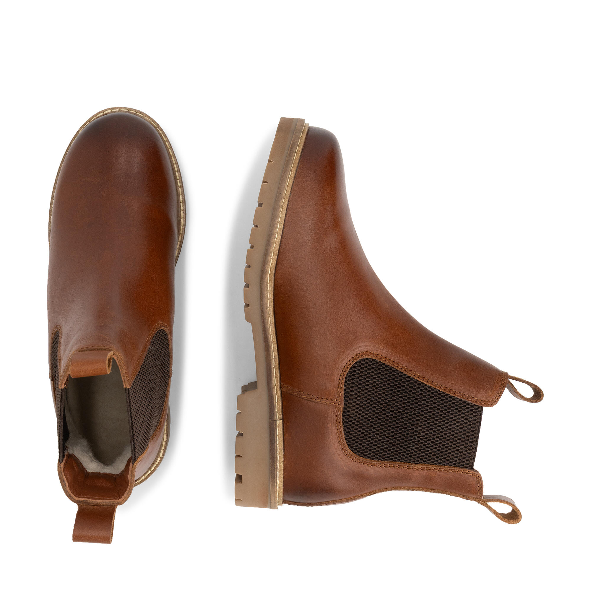 Ringsaker Femmes - Bottines Chelsea - Doublées de laine - Cognac 4/6