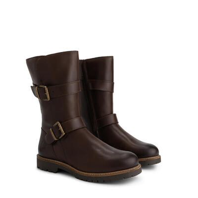 Sogne Damen - Biker boots - Wolle gefüttert - Dunkelbraun