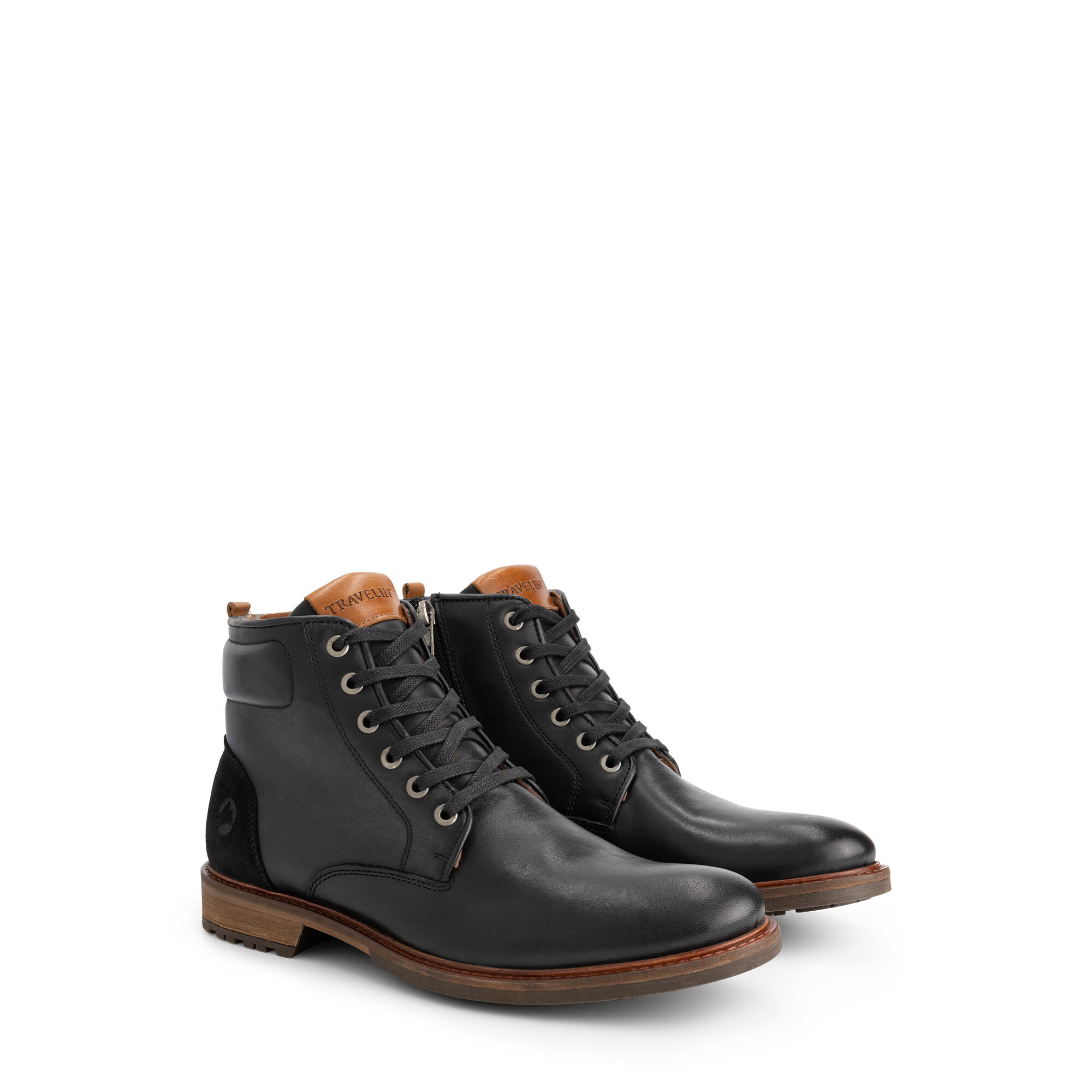 Travelin' - Walton Men - Chaussures À Lacets - Fermeture À Glissière - Cuir - Noir - Bottes - Noir - Decathlon