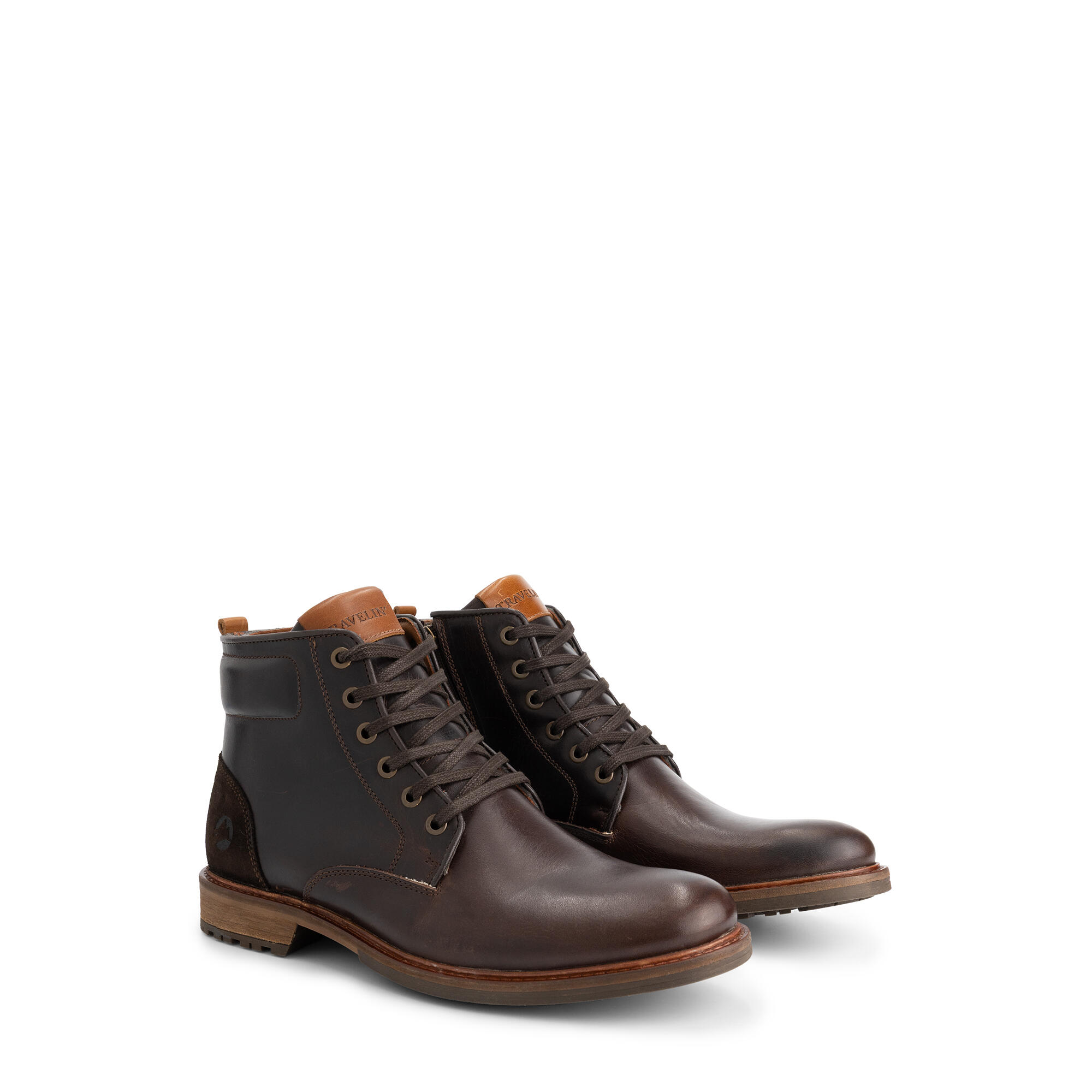 Travelin' - Walton Homme - Chaussures À Lacets - Fermeture Éclair - Cuir - Marron Foncé - Bottes - Marron - Decathlon