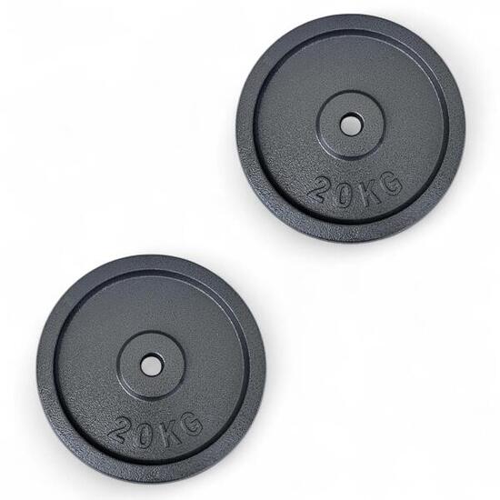 2 X Disco Ghisa Nero 20 Kg Foro ø25mm Per Bilanciere Manubri Palestra Home Fitne