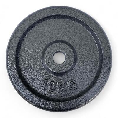 DISCO GHISA NERO 10 KG FORO Ø25MM PER BILANCIERE MANUBRI PALESTRA HOME FITNESS