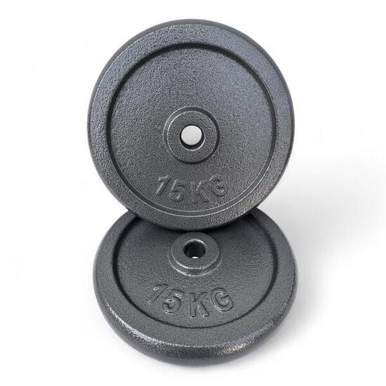 2 X Disco Ghisa Nero 15 Kg Foro ø25mm Per Bilanciere Manubri Palestra Home Fitne