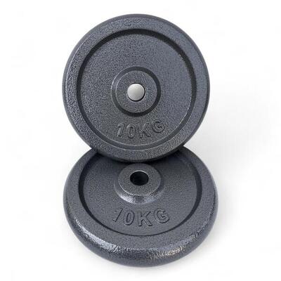 2 X DISCO GHISA NERO 10 KG FORO Ø25MM PER BILANCIERE MANUBRI PALESTRA HOME FITNE