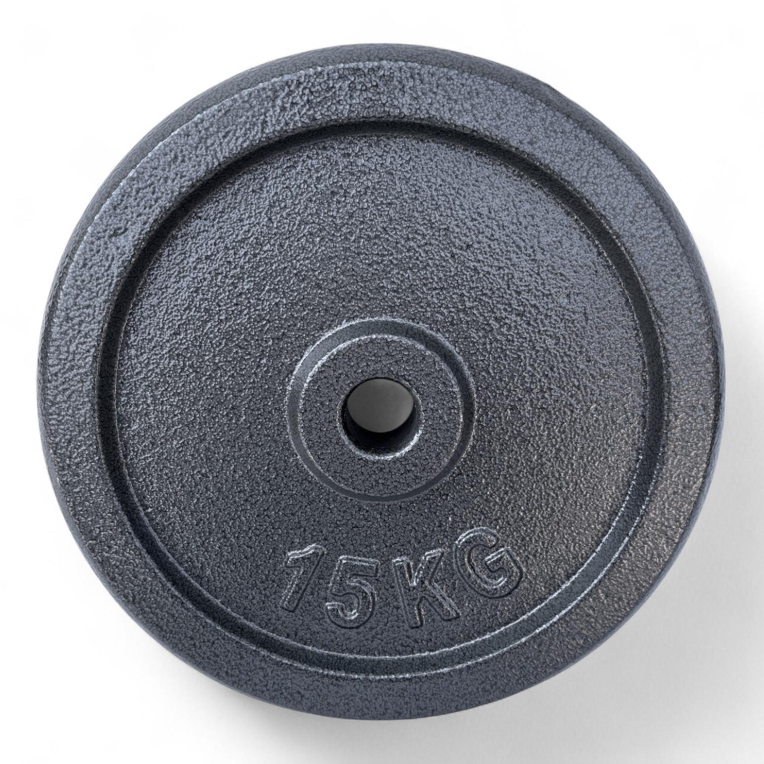 Disco Ghisa Nero 15 Kg Foro ø28mm Per Bilanciere Manubri Palestra Home Fitness 1/5