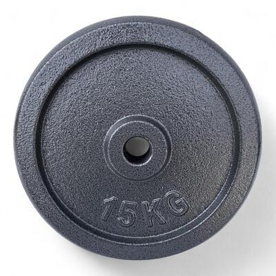 DISCO GHISA NERO 15 KG FORO Ø25MM PER BILANCIERE MANUBRI PALESTRA HOME FITNESS