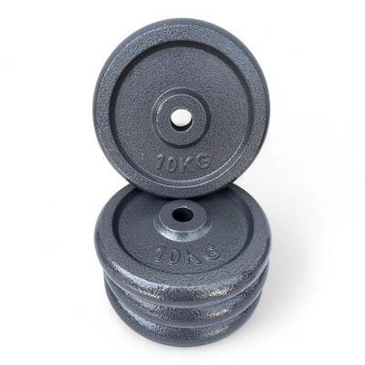 4 X DISCO GHISA NERO 10 KG FORO Ø25MM PER BILANCIERE MANUBRI PALESTRA HOME FITNE