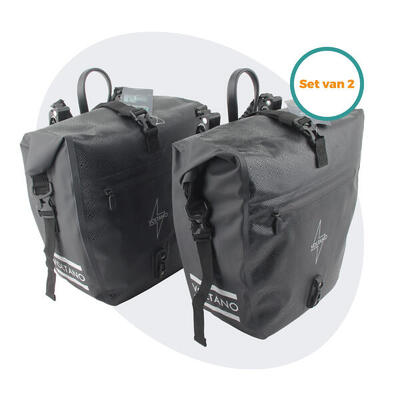 Voltano enkele fietstas set e-bike - zwart - 46 liter