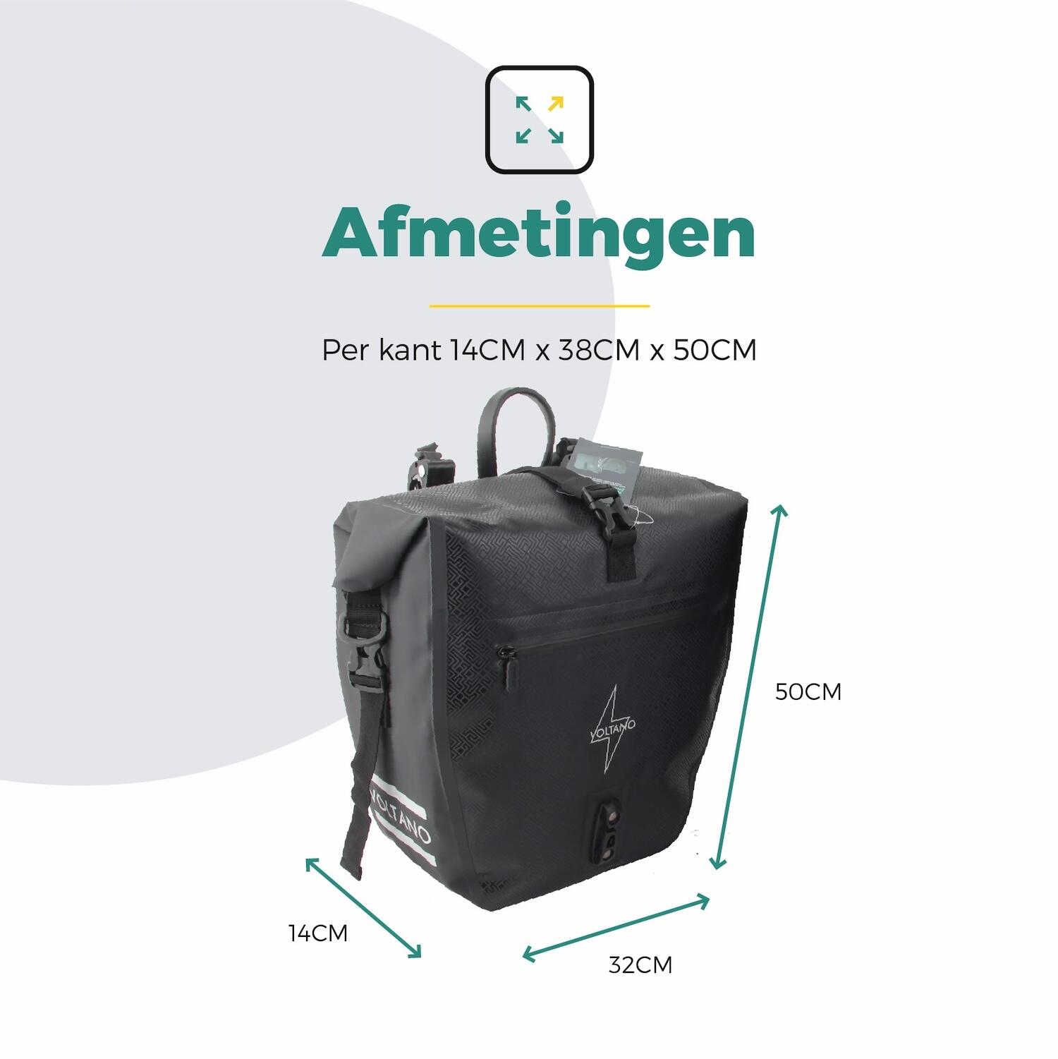 Voltano Enkele Fietstas Set E-bike - Zwart - 46 Liter 2/7