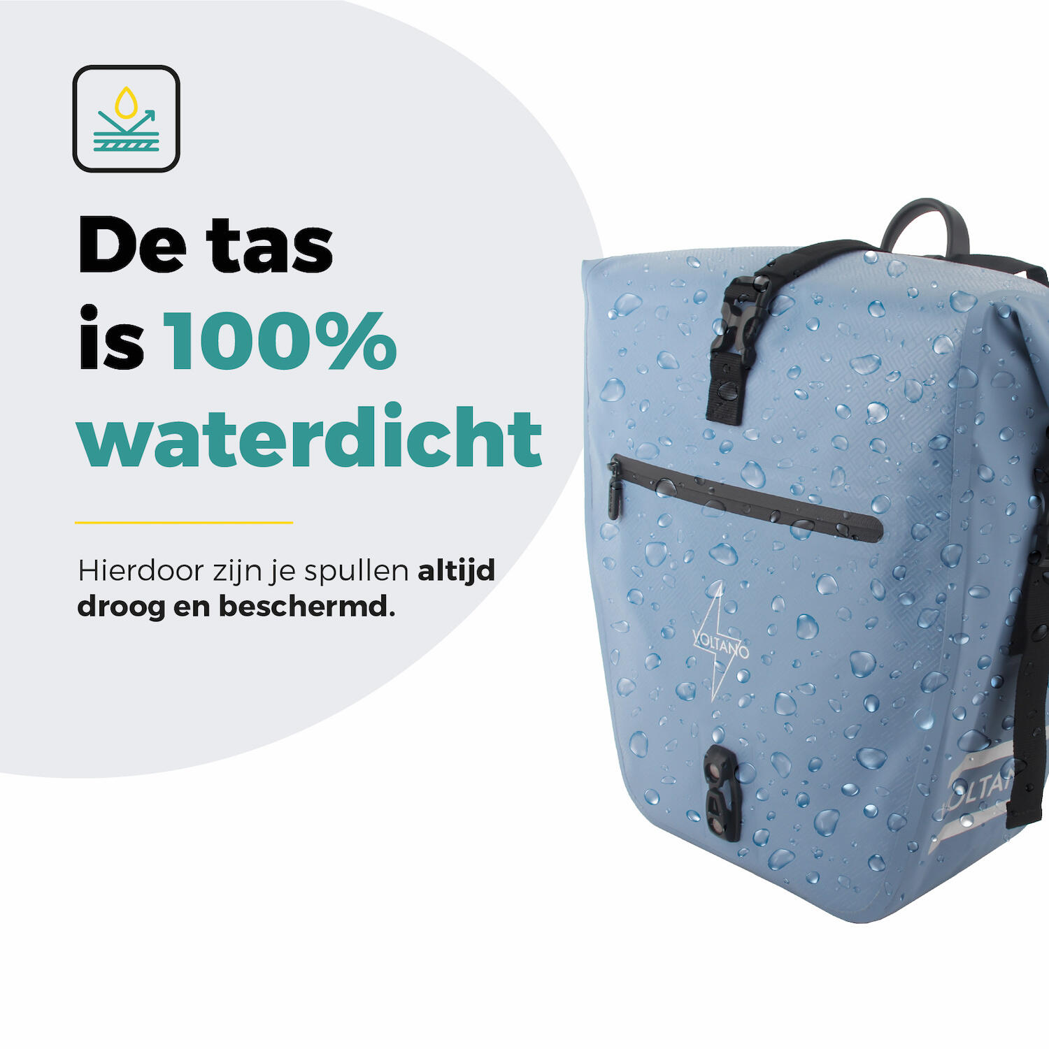 Voltano Enkele Fietstas Set E-bike - Ice Blauw - 46 Liter 2/7