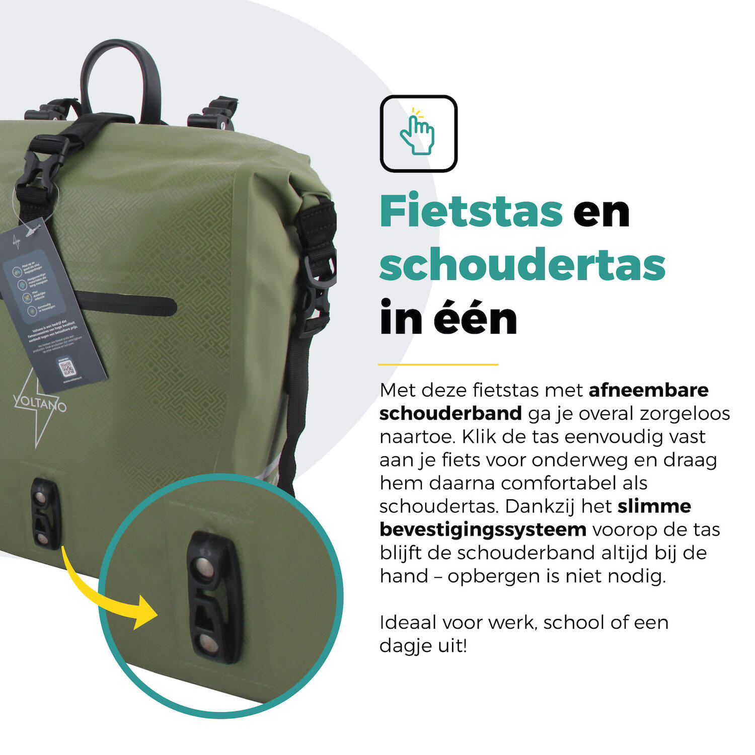 Voltano Enkele Fietstas Set E-bike - Olijf Groen - 46 Liter 2/7