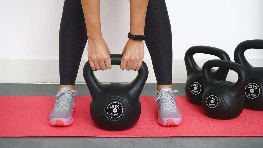 Kettlebell 8 kg - Plastic - pentru uz interior și exterior - Negru 3/7