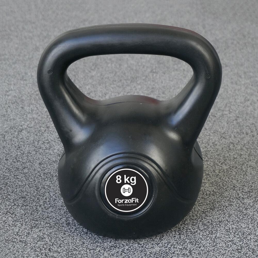 Kettlebell 8 kg - Plastic - pentru uz interior și exterior - Negru 2/7