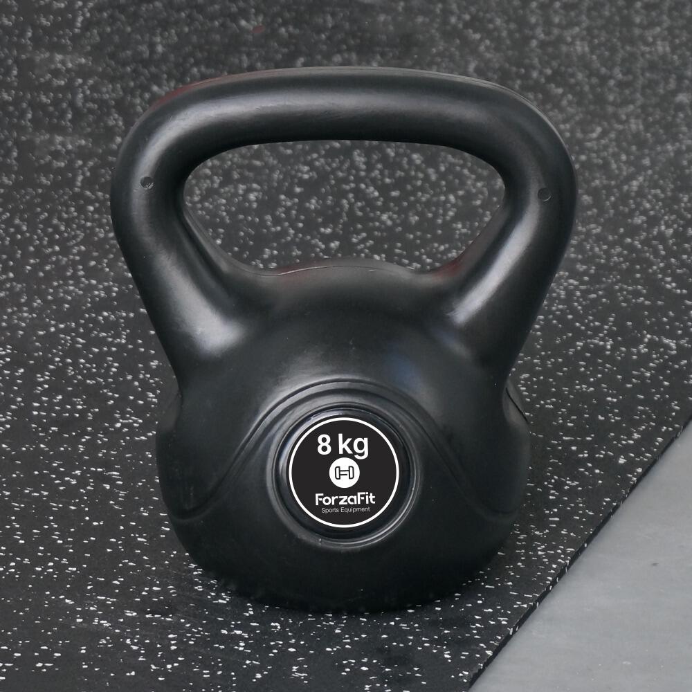 Kettlebell 8 kg - Plastic - pentru uz interior și exterior - Negru 5/7
