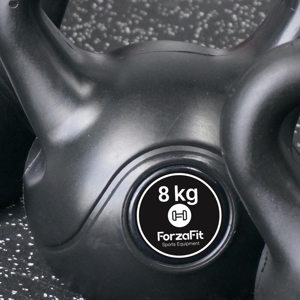 Kettlebell 8 kg - Plastic - pentru uz interior și exterior - Negru 6/7