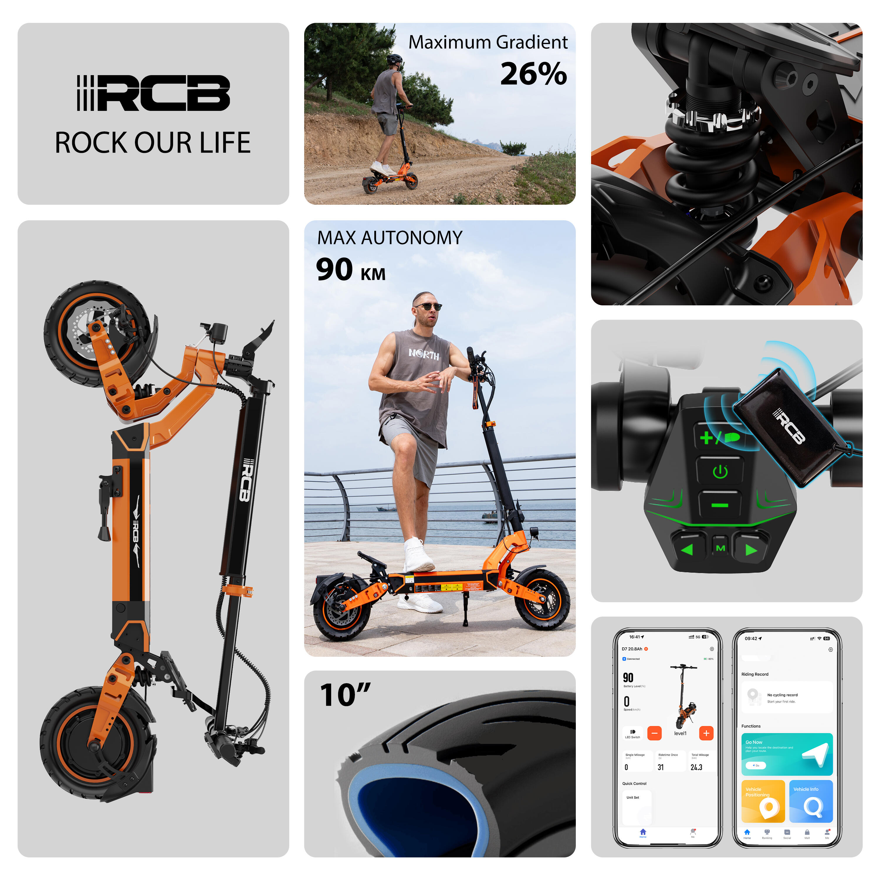 Trottinette Électrique Adulte avec clignotants - RCB-D7 20.8Ah Ultra NFC APP 2/7