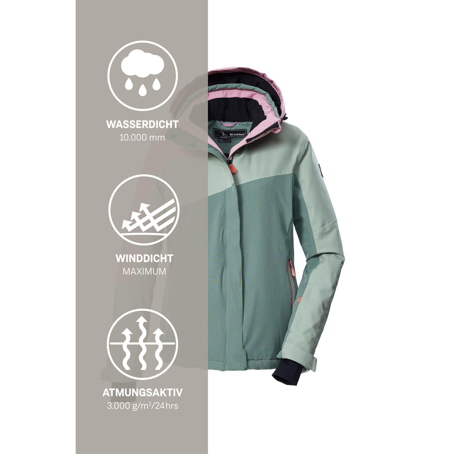 Killtec Functionele Damesjas/ski Jas Met Afritsbare Capuchon En Sneeuwvanger Ksw 254 Wmn Ski Jckt 38  23789974