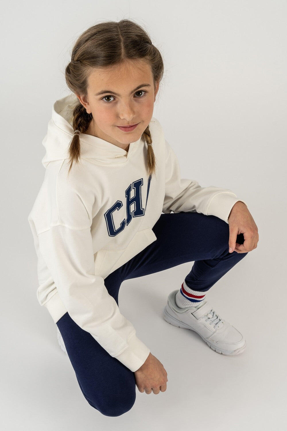 Leggings azul-marinho para meninas | Cós elástico 3/5