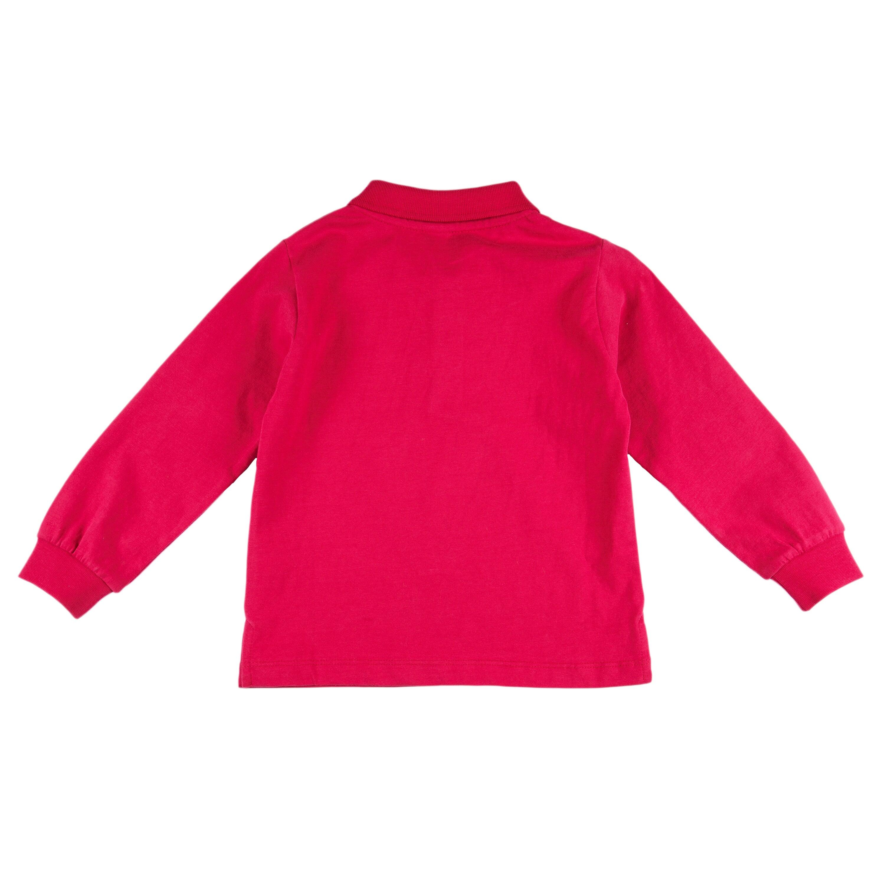 Polo niño manga larga rojo con cuello y botones 4/4