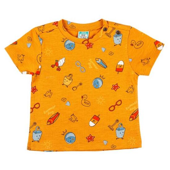 Camiseta bebé niño naranja con estampado de playa