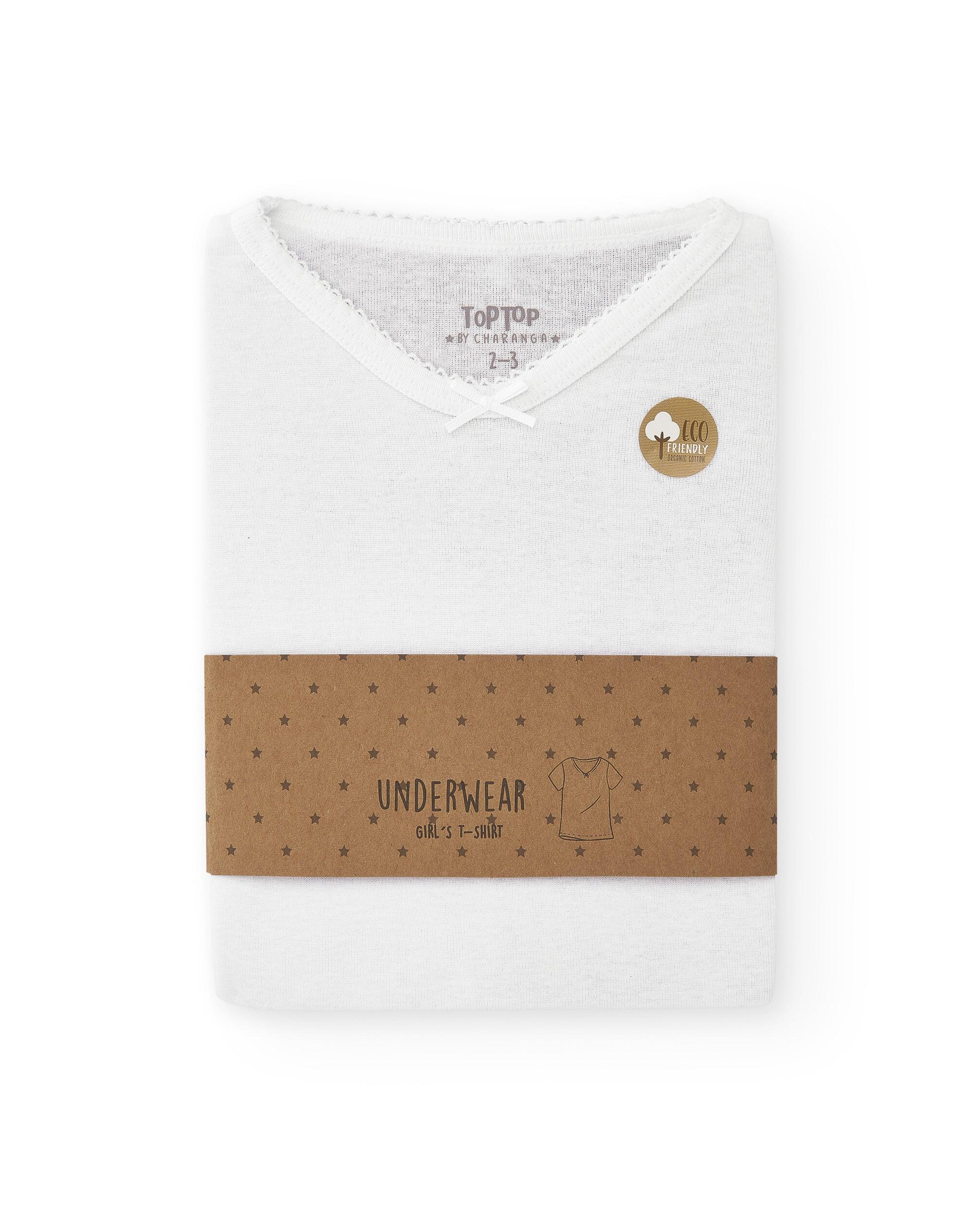 Camiseta interior de niña en algodón orgánico con cuello pico 4/4