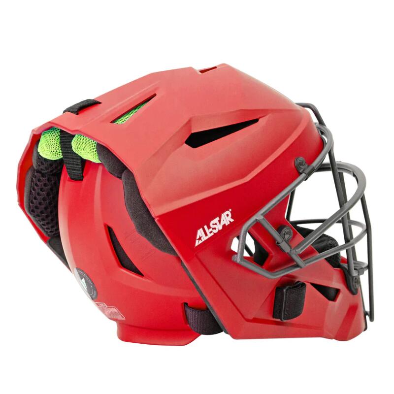 All Star MVP-5-M Matte MVP Pro Baseball Catcher Helmet | L Color Scarlet 2/5