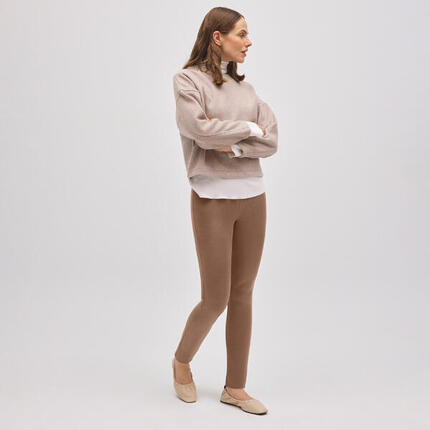 Leggings efecto metalizado marrón