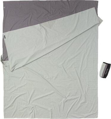 Travelsheet double katoen grijs/blauw