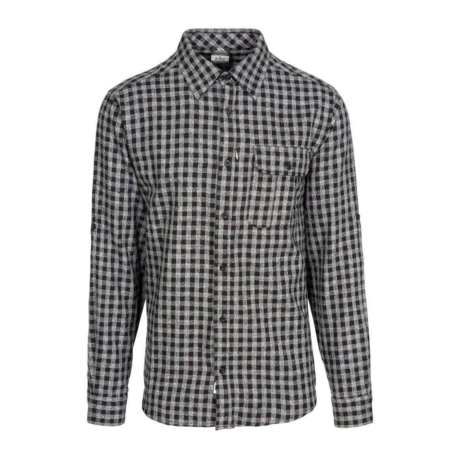 TRESPASS Mens Participate Checked Cotton Shirt (Black)