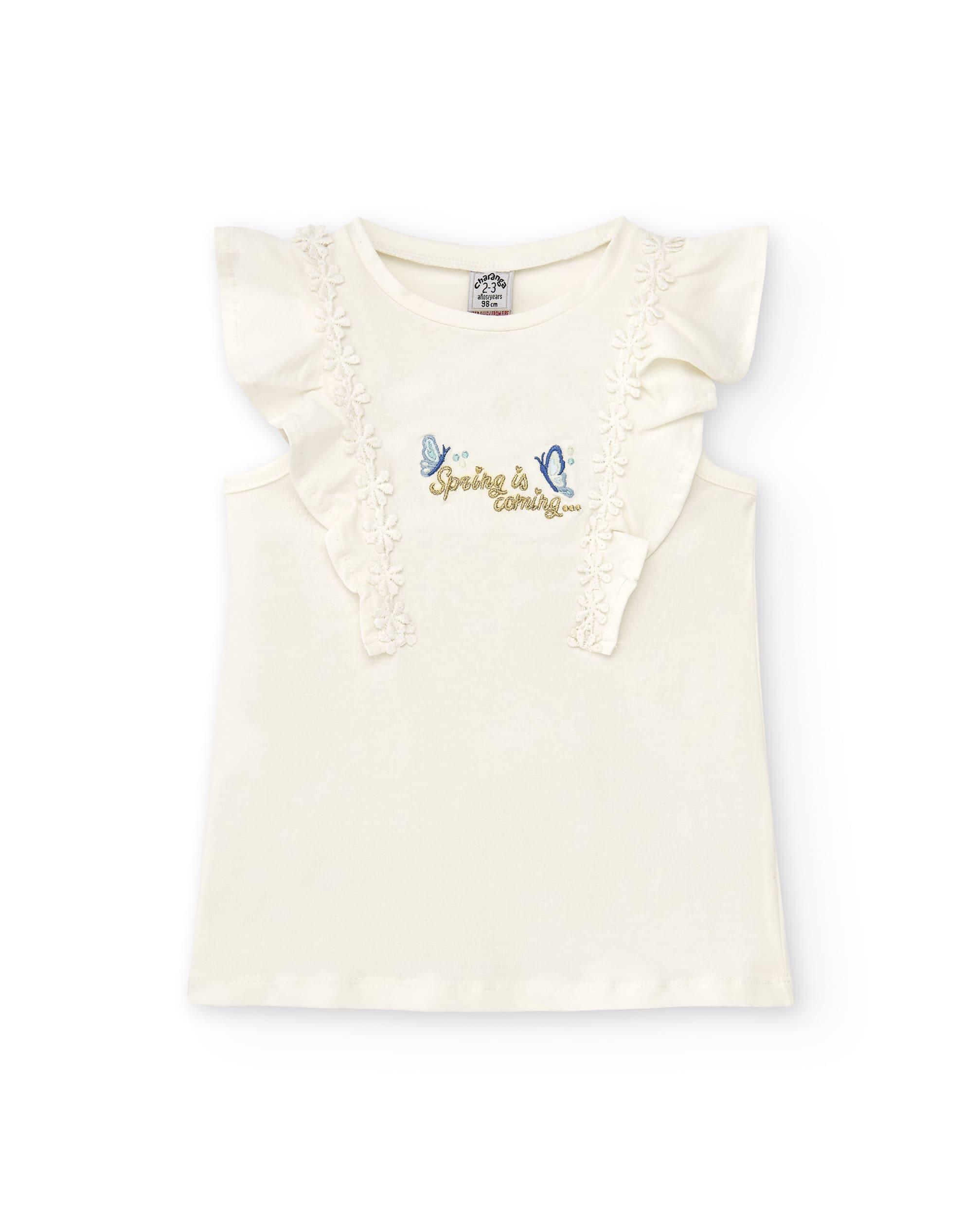 Camiseta branca feminina com 4/4
