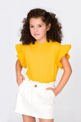Camiseta de niña mostaza