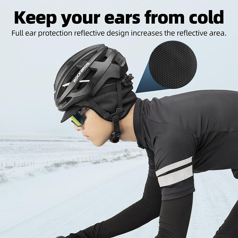 Cuffia da ciclismo ROCKBROS invernale antivento foderata in pile nera 3/7
