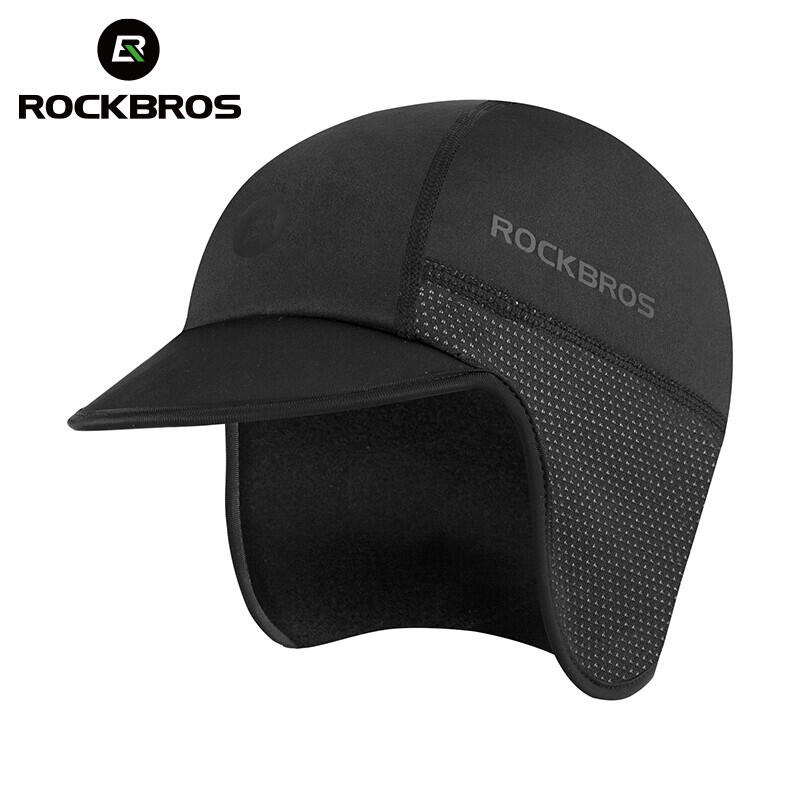 ROCKBROS Cycling Beanie Winter Windproof with Fleece Lining Black