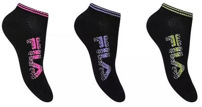 Fila 3er-Pack No-Show Sneaker-Socken Schwarz 39-42