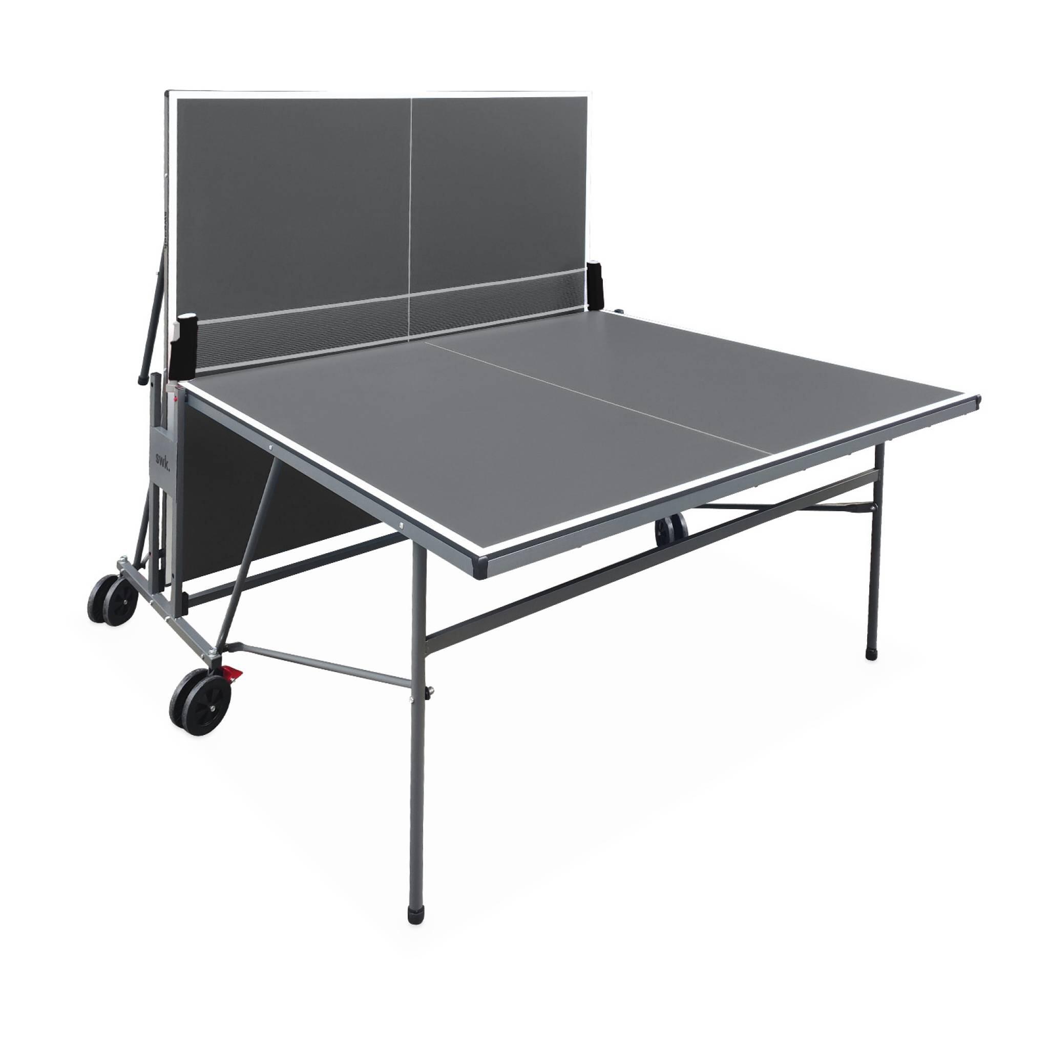 Table de ping pong indoor gris, 4 raquettes | sweeek 2/4