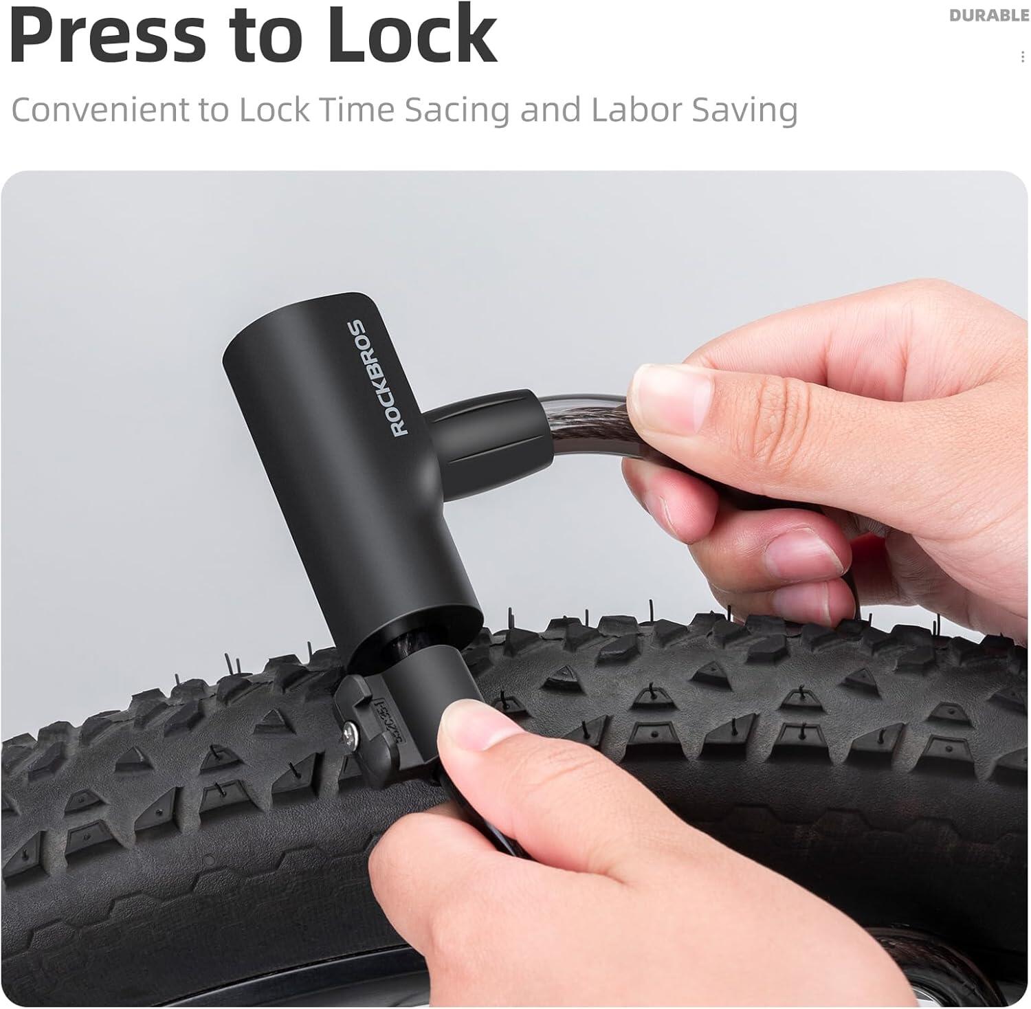 ROCKBROS-Câble de verrouillage portable en acier pour vélo, avec mot de