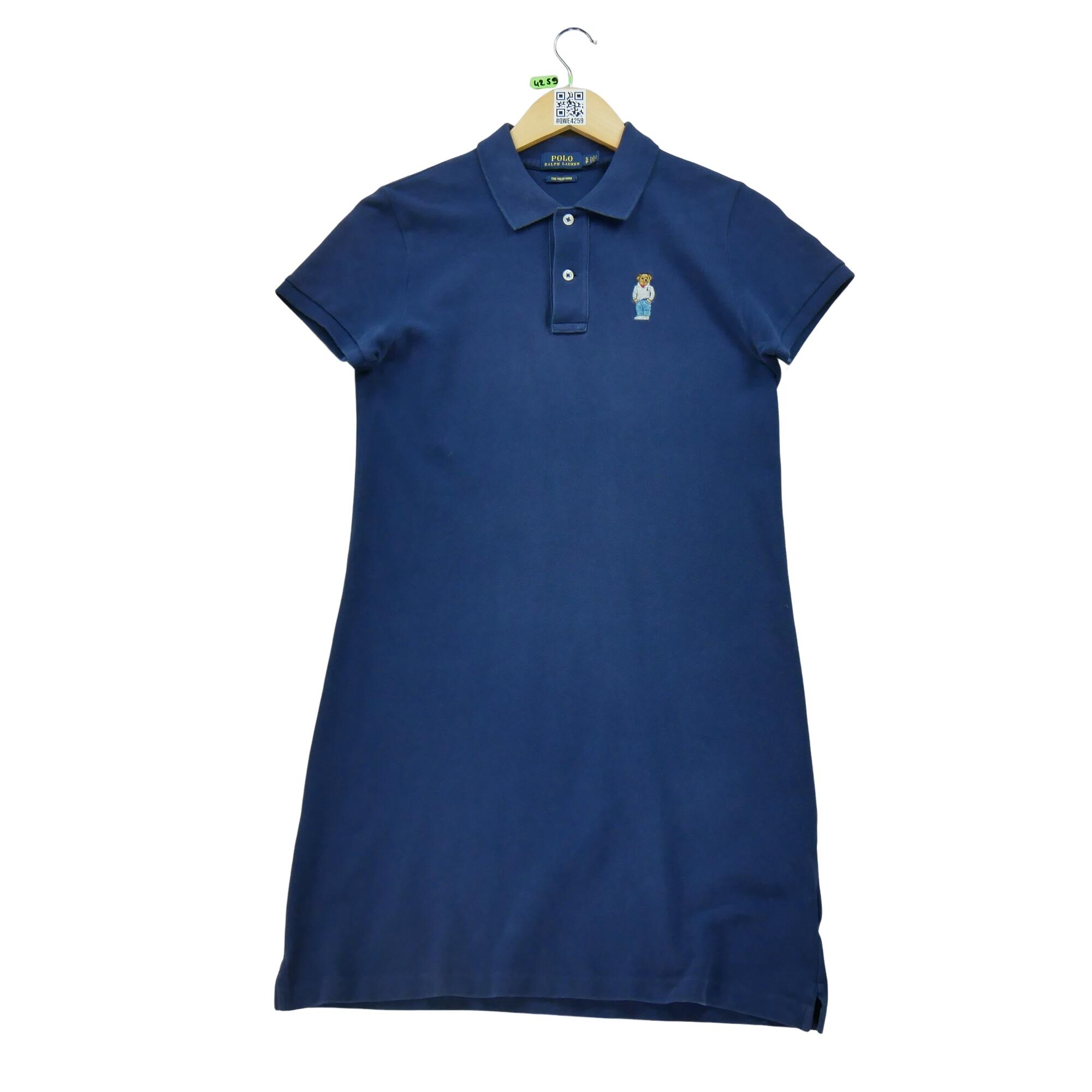 RALPH LAUREN Segunda Vida - Vestido Piqué Mulher Urso Marinho - Em muito bom estado