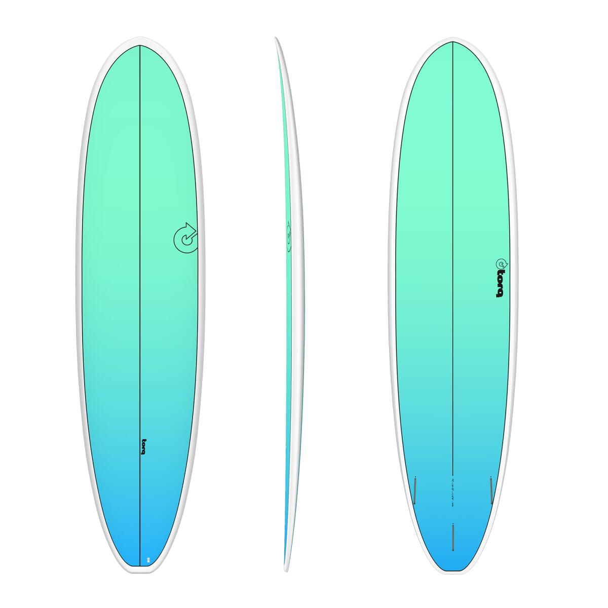 Torq - Fun V+ Tet Retro Fade Blanc Rail 7'8" - Planche De Surf Funboard 7'8 - Planche De Surf - Vert - Decathlon