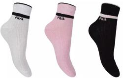 Fila Lot de 3 Chaussettes Quarter Femme Blanc/Noir/Rose 35-38