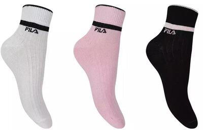 Fila dames sokken 3-pack quarter wit/zwart/roze 35-38