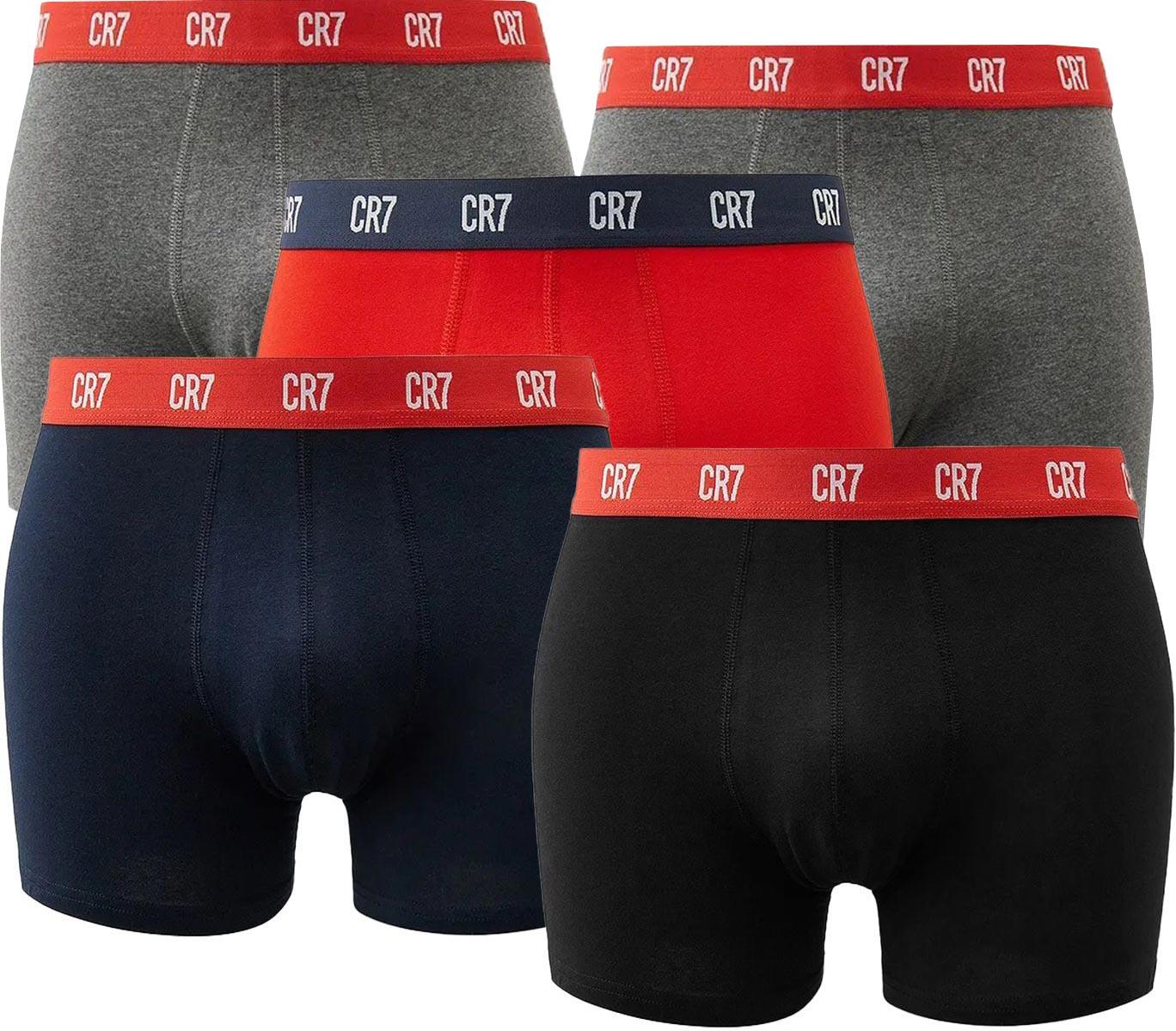 AVA CR7 CR7 Herren Boxershorts 5er-Pack Grau, Dunkelblau, Rot – L