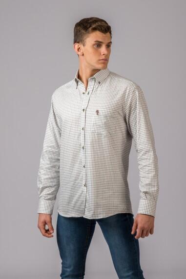 CAMISA CUADROS MARRÓN Y VERDE 3/5