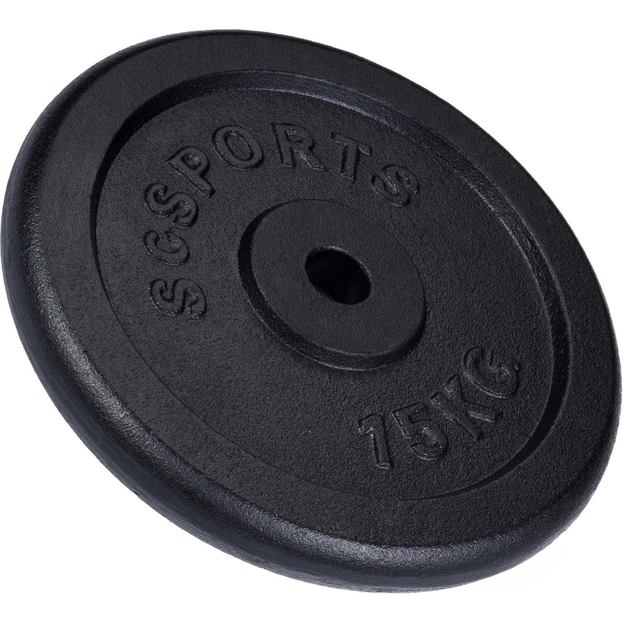Scsports - Disques De Musculation 30/31 Mm En Fonte 15kg - Poids De Musculation - Noir - 15 Kg - Decathlon