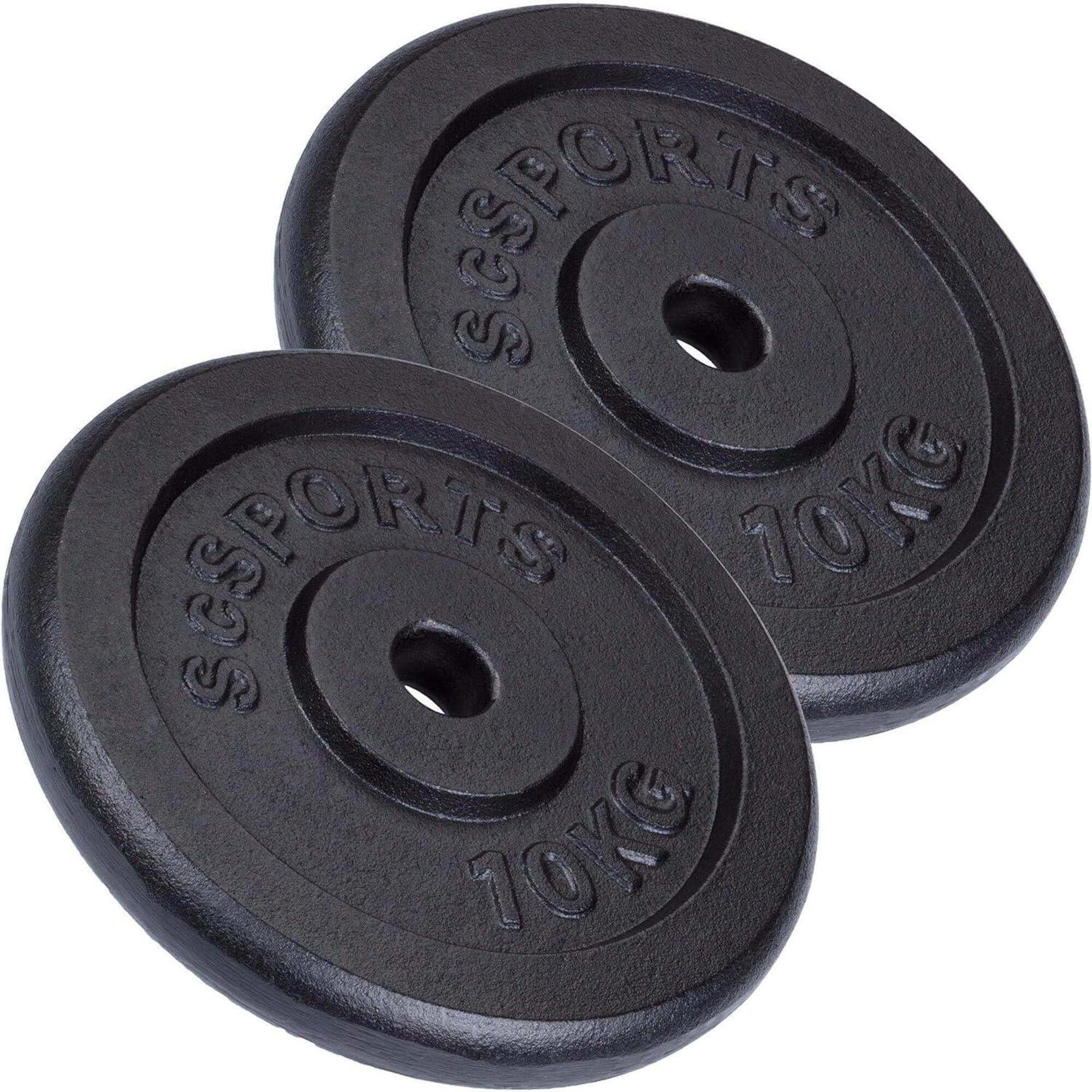 Scsports - Disque Musculation Fonte - Set 2x10kg - Poids De Musculation - Noir - 20,5 Kg - Decathlon