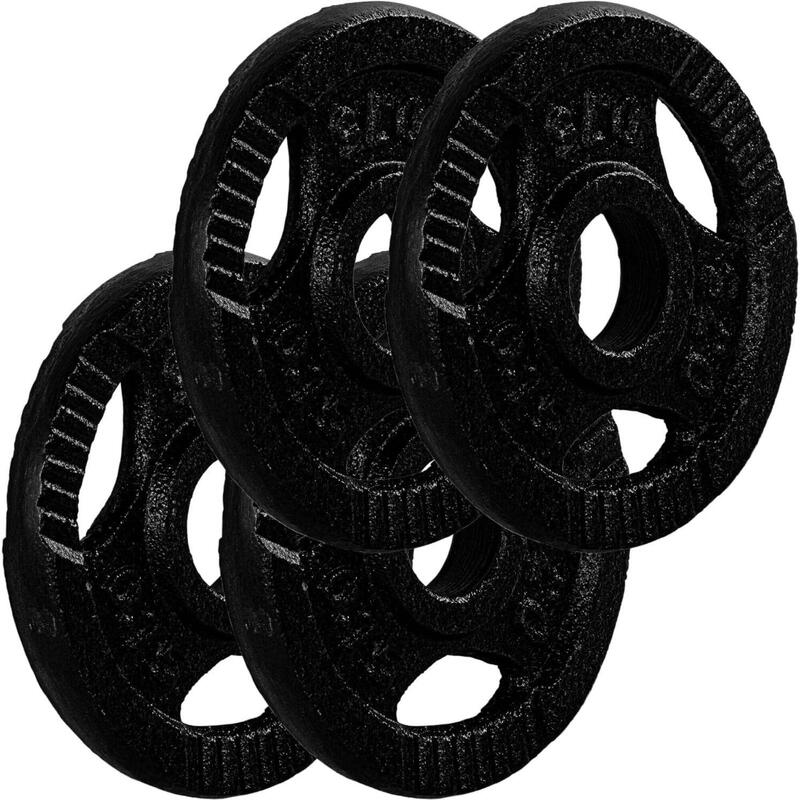 Set 4 x 0,75 Kg discuri cu prindere, MOVIT® 3 kg, fonta, negre