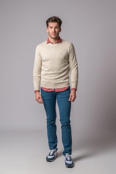 JERSEY CUELLO PICO CREMA 3/4