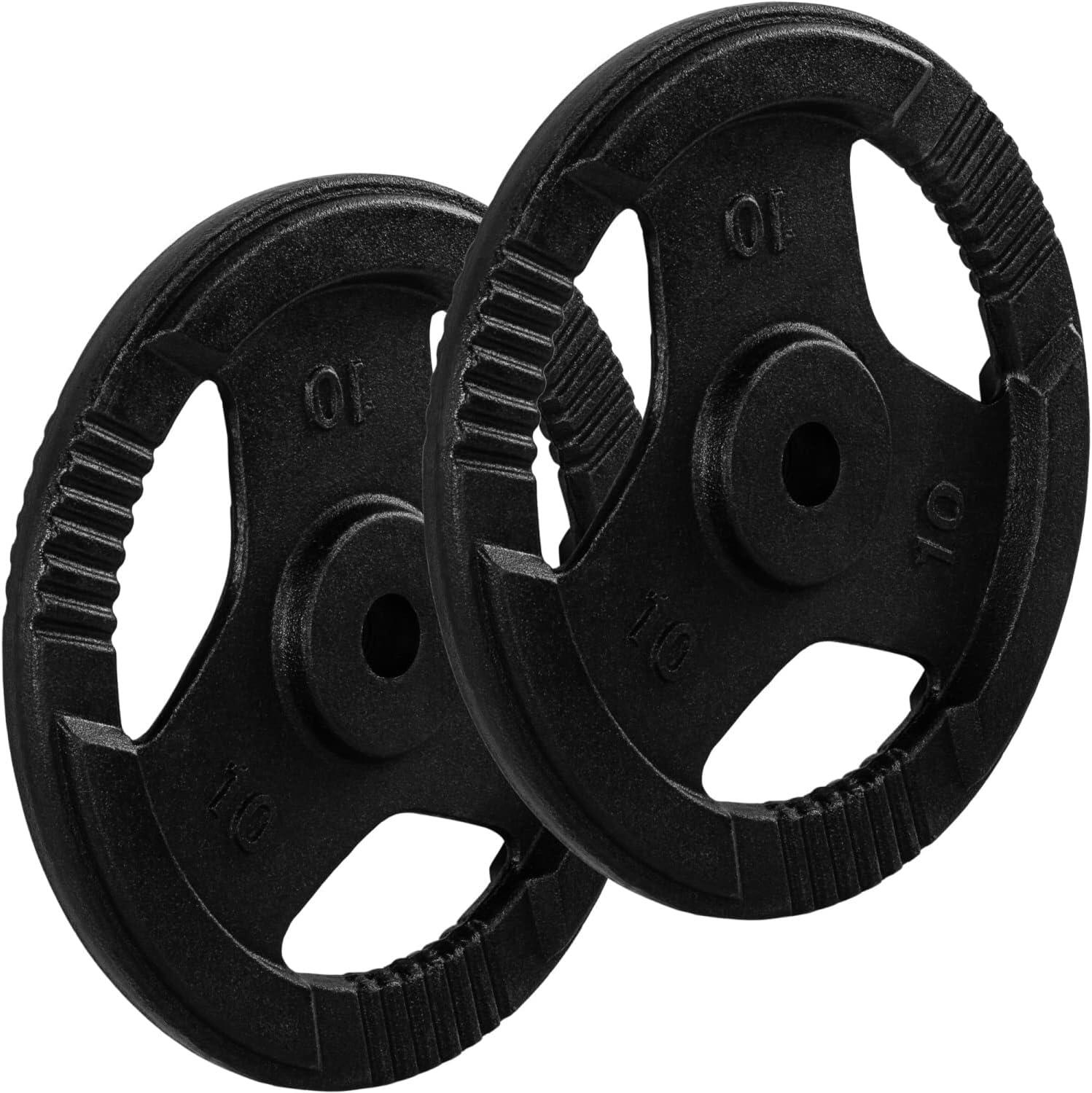 Disques de musculation 2x10kg  30/31 mm en fonte avec poignées 3/5