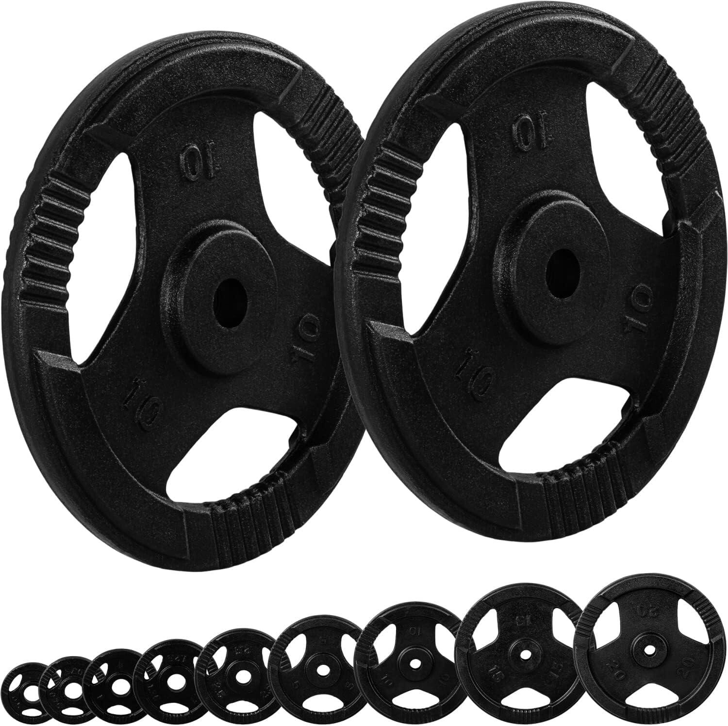 Disques de musculation 2x10kg  30/31 mm en fonte avec poignées 2/5